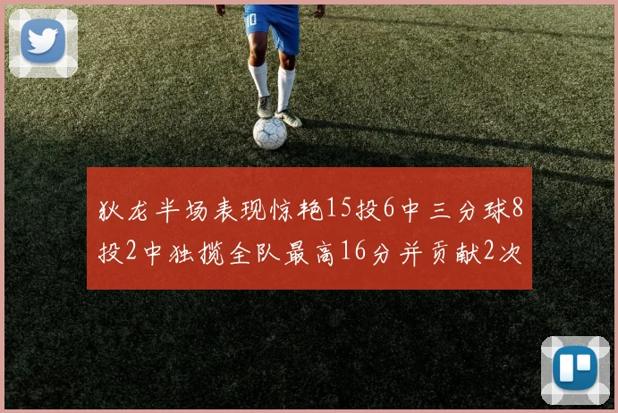 狄龙半场表现惊艳15投6中三分球8投2中独揽全队最高16分并贡献2次抢断